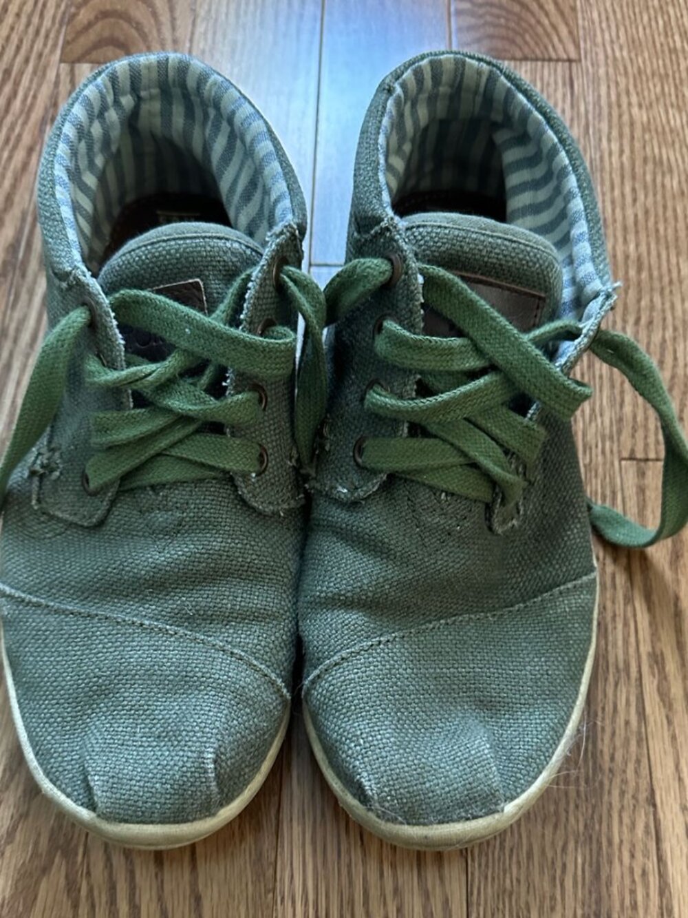 TOMS Canvas Lace-Up Booties — Olive Green
